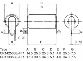 CR17335SE-FT1, Lithium battery 3 V 1.8 Ah, FDK