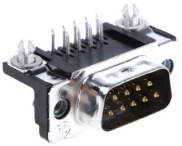 5747840-4, Гнездо; D-Sub; HD 20; PIN:9; "папа"; угловой 90°; THT; UNC4-40, TE Connectivity