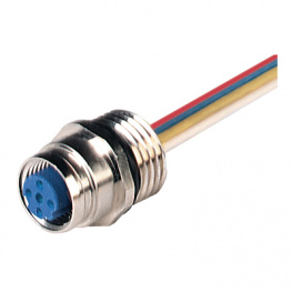 EF12M, Гнездо; М12; PIN:4; "мама"; код D-Ethernet; 0,08м; провода; IP67, Hirschmann