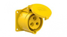 323-4, CEE Socket 3P 10mm² 32A IP44 110V Yellow, PC Electric