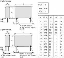 DCP4L056008AD4KSSD, DC-LINK capacitor 60 uF 800 V 52.5 mm, Wima