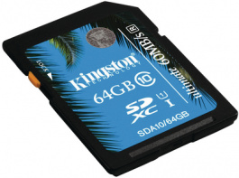 SDA10/64GB, SDXC card 64 GB, 90 MB/s, 45 MB/s, Kingston