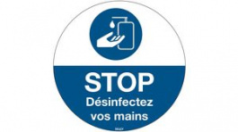 306893, Sanitise Your Hands, Floor Sign, French, White on Blue, Polyester, Mandatory Act, Brady