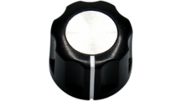 RND 210-00286, Plastic Round Knob with Aluminium Cap, black / aluminium, 6.4 mm, RND Components