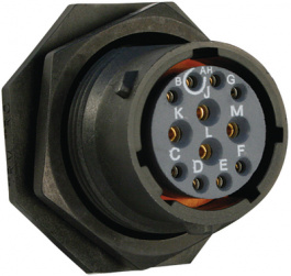 UTS714E12S, Panel Mount Socket UTS Hi Seal Poles=12 Female Housing size14, Souriau Esterline Sunbank