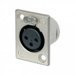 NC3FP-1, XLR Panel-mount female receptacle 3 Poles P Soldering Connection Nickel - Plated, Neutrik