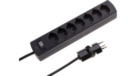 114969, Outlet strip with switch & clip-clap, 7xJ (T13), Black, Max Hauri
