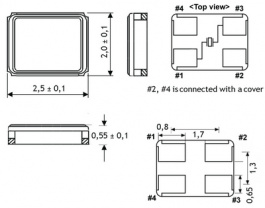 KX-6 SMD CRYSTAL 25,0 MHZ, Quartz SMD 25.0 MHz, GEYER