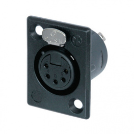 NC5FP-BAG-1, XLR Panel-mount female receptacle 5 Poles P Soldering Connection Black, Neutrik