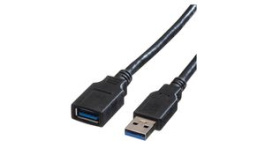 11.02.8977, Cable USB-A Plug - USB-A Socket 800mm USB 3.0 Black, Roline