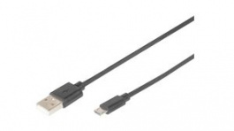 AK-300127-018-S, Cable USB-A Plug - USB Micro-B Plug 1.8m Black, DIGITUS