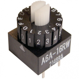 A6A-10CW, PCB coding switch Thumbwheel BCD compl., Omron