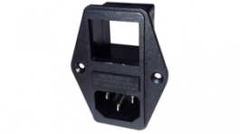 4304.6122, Plug combi-module with fuse l + n: soldering tag, pe: faston 4.8 x 0.8 mm 10 a/2, Schurter