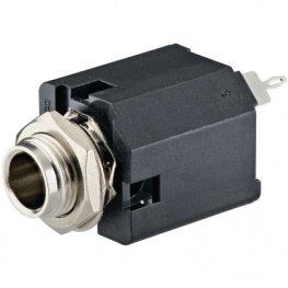 ACJS-MV-3, Гнездо; Jack 6,35мм; "мама"; stereo; прямой; на панель; пайка, Amphenol