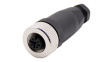 RND 205-01198 M12 Circular Connector, Straight, Socket, 5 Poles, A-Coded, Screw