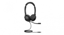 23089-989-879, USB-C Headset, Evolve 2-30, Stereo, On-Ear, 20kHz, USB, Black, Jabra