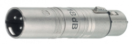 NA3FM-18DB, XLR plug/XLR socket with -18 dB attenuator, Contrik