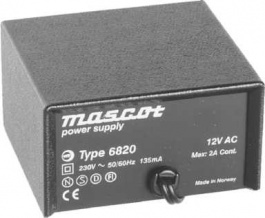 6820120030, 6820 AC/AC ADAPTER 12V M/SNAPP, Mascot