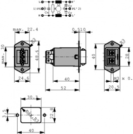 5003.1421.1, Power inlet with filter 15 A 125 VDC, Schurter