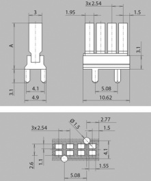 1296.4114, Light guide 1.95 x 3 mm x 7.7 mm;1x4, Mentor