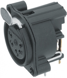 NC5FAH, XLR Panel-mount female receptacle, 5 Poles A Horizontal/PCB Mounting Black, Neutrik