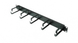 26.99.0310, Cable Management Panel with G-Ring Hooks for 19" Cabinets, Metal, Black, Value
