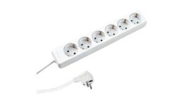 381.241S, Outlet Strip SELLY 6x DE Type F (CEE 7/3) Socket - CEE 7/7 Plug White 1.5m, Bachmann
