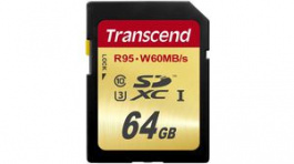 TS64GSDU3, Memory Card, SDXC, 64GB, 95MB/s, 60MB/s, Transcend