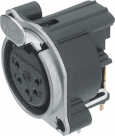 NC5FBH, XLR Panel-mount female receptacle 5Pnickel-plated, Neutrik