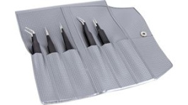 RND 550-00335, Kit of 5 ESD Epoxy Coated Tweezers Stainless Steel Curved/Fine/Grooved/Sharp/Str, RND Lab