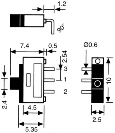 009.10290.01, Slide switch on-on 1P, EAO