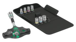 05023470001 [9 шт], Kraftform Kompakt Socket Bit Holding Ratchet Screwdriver with T-Handle , Hex, 9pcs, Wera Tools