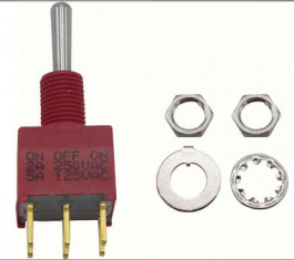 RND 210-00455, Miniature Toggle Switch, On-Off-On, PC Thru-hole, RND Components