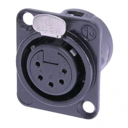 NC5FD-L-B-1, XLR Panel-mount female receptacle 5 Poles DL Soldering Connection Black, Neutrik