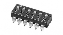 A6S-6104-H, Переключатель: DIP-SWITCH; Кол-во секций:6; ON-OFF; 0,025A/24ВDC, Omron
