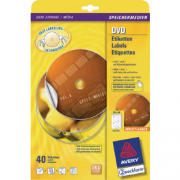 L7860-20, DVD Labels Super Size, diam.117 mm, 40 pieces, White, Zweckform