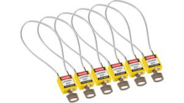 146133 [6 шт], Compact Cable Padlock, Keyed Alike, Yellow, Pack of 6 pieces, Brady