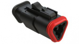 AT06-3S-SR01BLK, Crimp Housing, Receptacle, 2 Rows, 3 Poles, Black, Amphenol