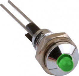 2663.8081, Индикат.лампа: LED; выпуклый; зеленый; Oотв: O6мм; латунь; OLED:3мм, Mentor