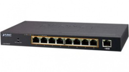 GSD-908HP, Network Switch, 8x 10/100/1000 PoE 1x 10/100/1000 8 Managed, Planet
