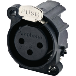 AC3FAV-AU-B, XLR, Receptacle 3 AC PCB Black, Amphenol