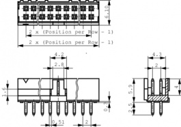 98414-G06-14ULF, Pin header, Minitek 2x7-pin 2x7P, FCI (Amphenol FCI, AFCI))