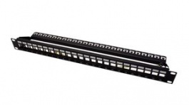 26.11.0360, Patch Panel Frame, CAT5 / CAT6 / CAT6a, 24x RJ45, 19", Black, Roline