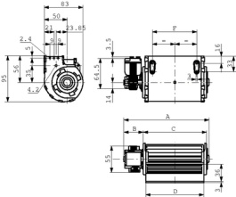 QLZ06 0012-2513, Cross-flow blower AC 230 VACMotorleft, Ebmpapst