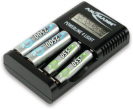 POWERLINE 4 LIGHT, Charger NiMH/NiCd 4x AAA/AA, Ansmann