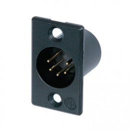 NC5MP-B, XLR Panel-mount male receptacle 5 Poles P Soldering Connection Black, Neutrik