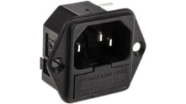 PF0001/PC, Plug C14 PCB Connection 10 A/250 VAC black Screw mounting L + N + PE, Bulgin