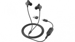 981-001009, Headphones, Logi Zone, TEAMS, In-Ear, 16kHz, Cable, Black, Logitech
