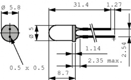 HSDL-4230, IR-LED 875 nm 5 mm (T13/4), Avago Technologies (former Agilent Sem.)
